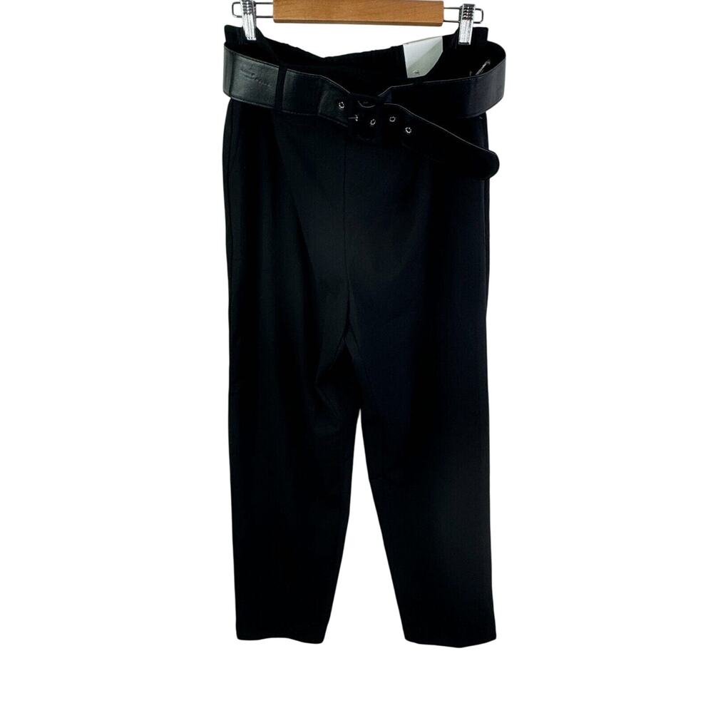 C by One Womens Black‎ Belted Pull On Tapered Leg Elastic Waist Pants Size Large